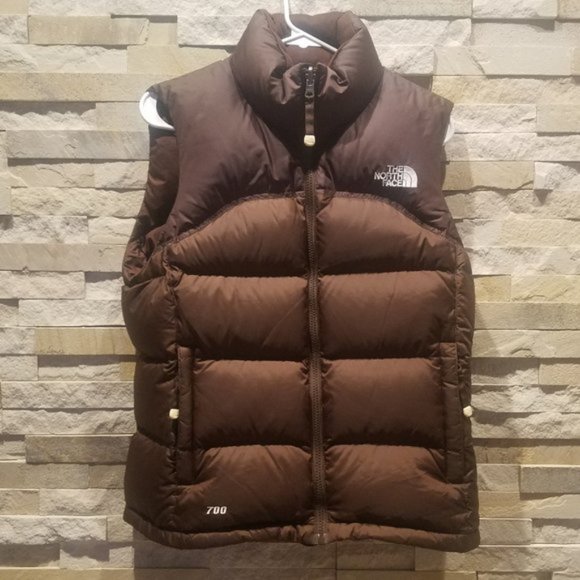 womens puffer vest brown